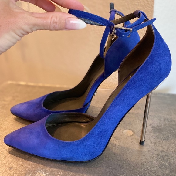 Monika Chiang Blue Suede Ankle Strap D’Orsay Pump - Picture 5 of 15